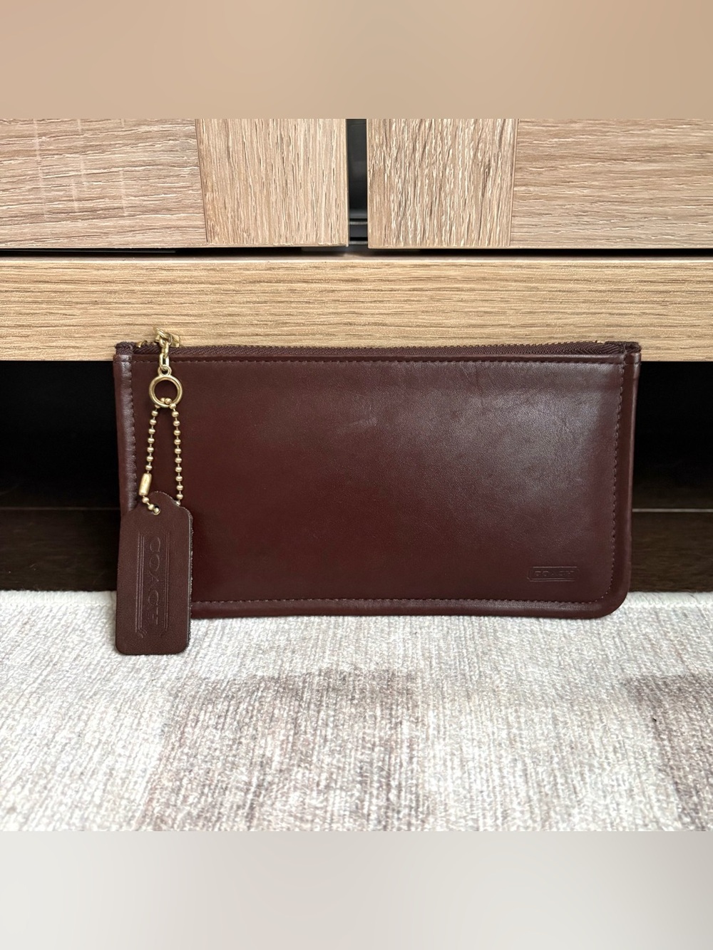 COACH Vintage Skinny Case Mahogany Brown Cosmetic Makeup Travel Wallet Case 7170